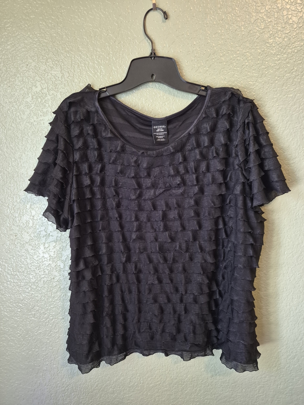 George Black Layered Ruffle Short-Sleeve Top